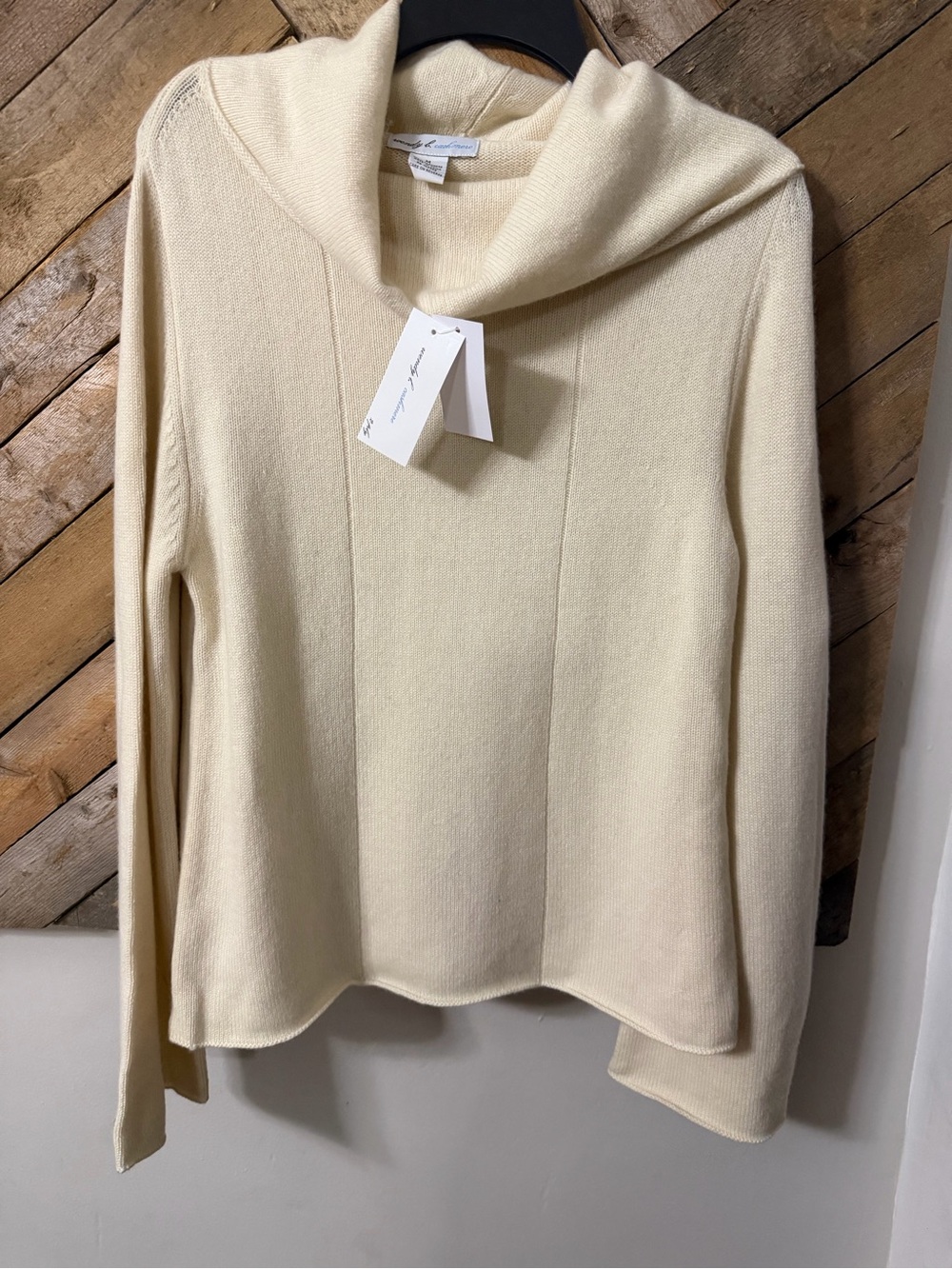 Wendy B. Cashmere 100% Cashmere Cowl Neck Sweater | Ivory | Medium | NWT